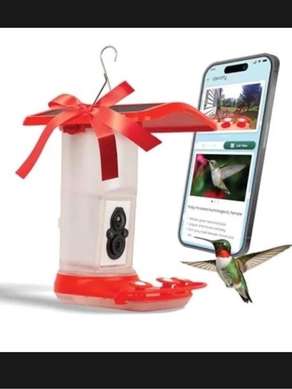 FeatherSnap Smart Hummingbird Feeder with HD Camera – WiFi Solar Bird Feeder...